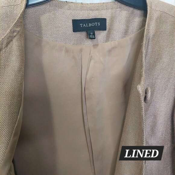 Talbots Women's Beige Metallic Thread Linen Blend Jacket Size 12 Chic~Classy - Picture 7 of 12